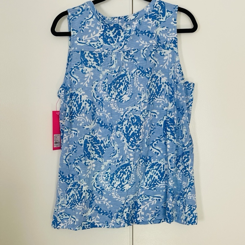 Lilly Pulitzer Dev Knit Top Blue Peri Turtley Awesome Sleeveless Tank sz XL NEW - Picture 2 of 10